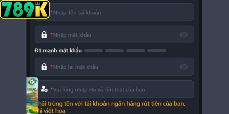 Tạo tài khoản bằng biểu mẫu