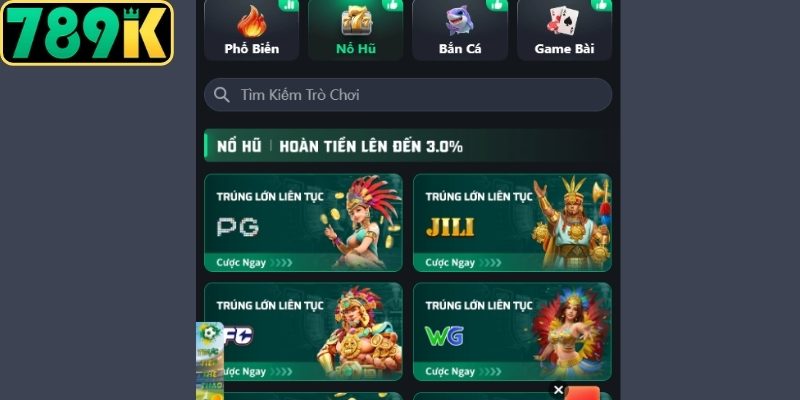 Giới thiệu sảnh Nổ Hũ 789K